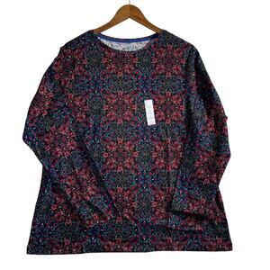Croft & Barrow Essential Crewneck Long Sleeve Tee plus size multicolor SZ/1X